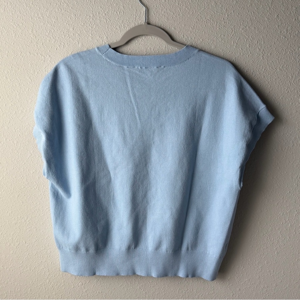 LOFT Sky Blue Short Sleeve Sweater - Picture 6 of 7